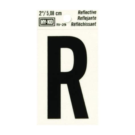 Hy-Ko 2 in. Reflective Black Vinyl Self-Adhesive Letter R 1 pc RV-25/R ...
