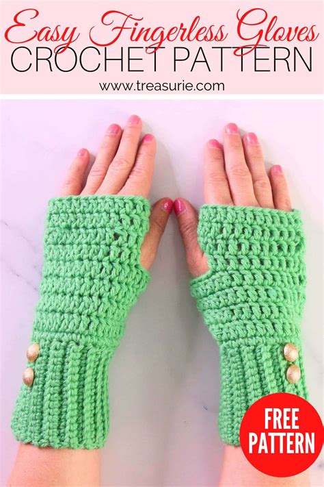 Free Crochet Fingerless Gloves Pattern, Beginner + VIDEO | TREASURIE