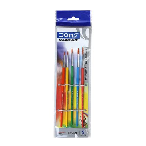 Doms Colourmate Synthetic hair Brushes Round Set of 5 Pcs – PAPERQUIRKS ...