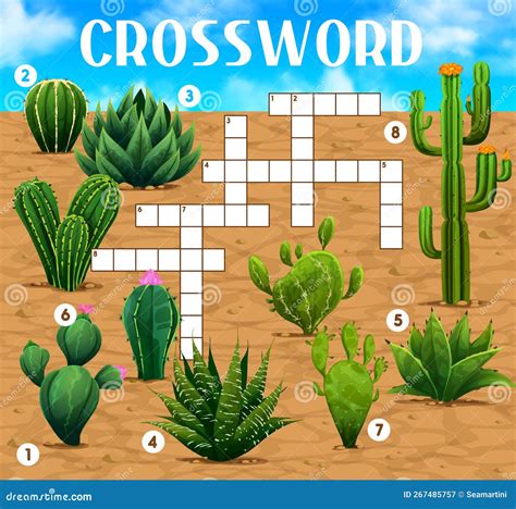 Crossword Quiz Game Grid with Mexican Cactus Stock Vector ...