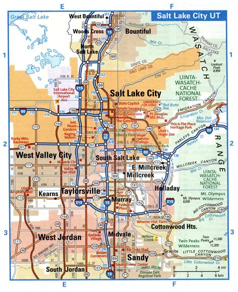 Salt Lake City city interstate highway map road free toll I15, I80 ...