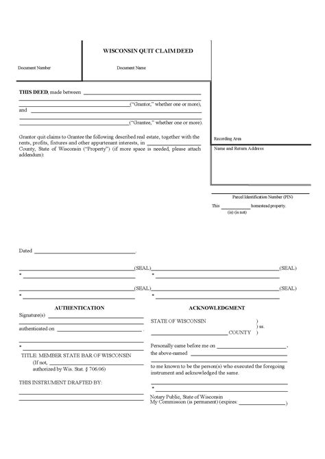 Wi Quit Claim Deed Fillable Form - Printable Forms Free Online