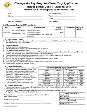 Fillable Online wvca Chesapeake Bay Program Cover Crop Application Sign ...
