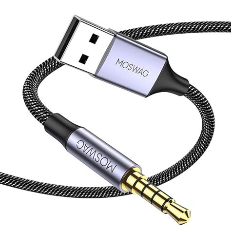 MOSWAG USB to 3.5mm TRRS Audio Jack Adapter with Microphone, USB Male ...