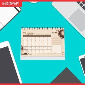 ESCAPER 2025 Desk Calendar with Planner – A5 Size, 12-Month Table ...