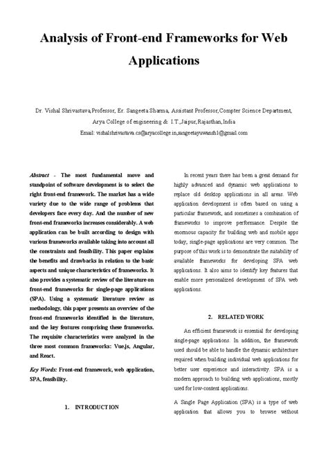 Research Paper on Analysis of Front-end Frameworks for Web Applications ...