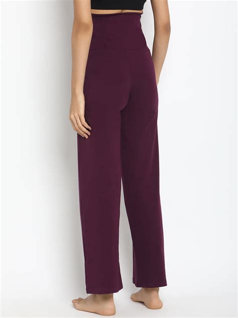 High Waist Stretch Purple Wide-Leg Maternity Pants