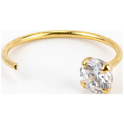 Claire's Teen and Adult Gold 22G Cubic Zirconia Gemstone Open Hoop Nose ...