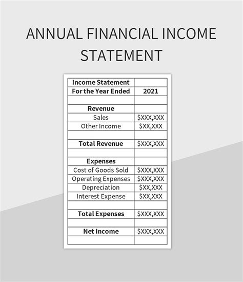 Annual Financial Income Statement Excel Template And Google Sheets File For Free Download ...