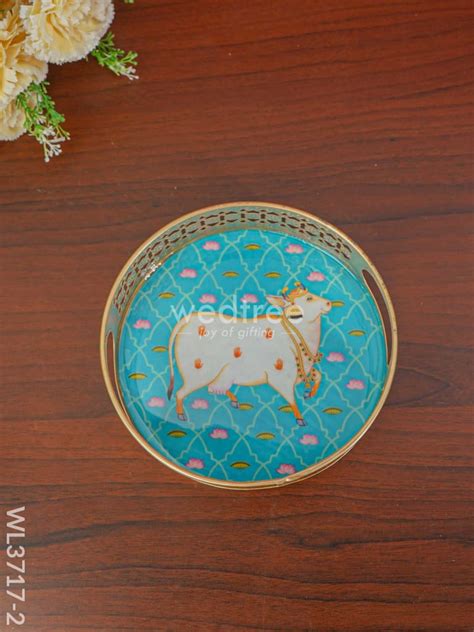 Pichwai Printed Tray - 8 inch - WL3717 – Wedtree