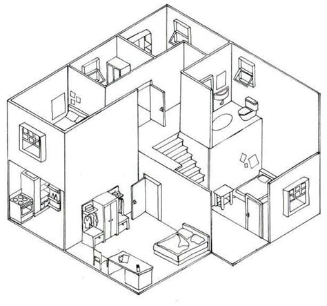 isometric drawing house