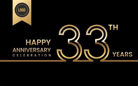 33th anniversary golden anniversary template design with double line ...
