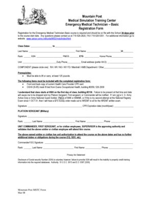 Fillable Online carson army Basic Registration Form - U.S. Army ...
