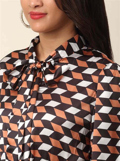 CINK Checked Puff Sleeve A-Line Dress