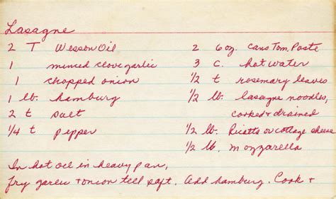 Lasagna   Gram's Recipe Box
