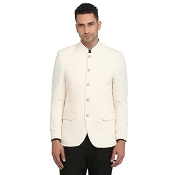 Buy Raymond Men Regular Fit Jacquard Pattern Polyester Elastane Blend ...