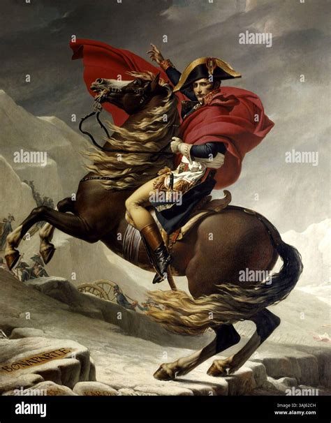An equestrian portrait of Napoleon Bonaparte, painted by Jacques-Louis David in May 1801 ...