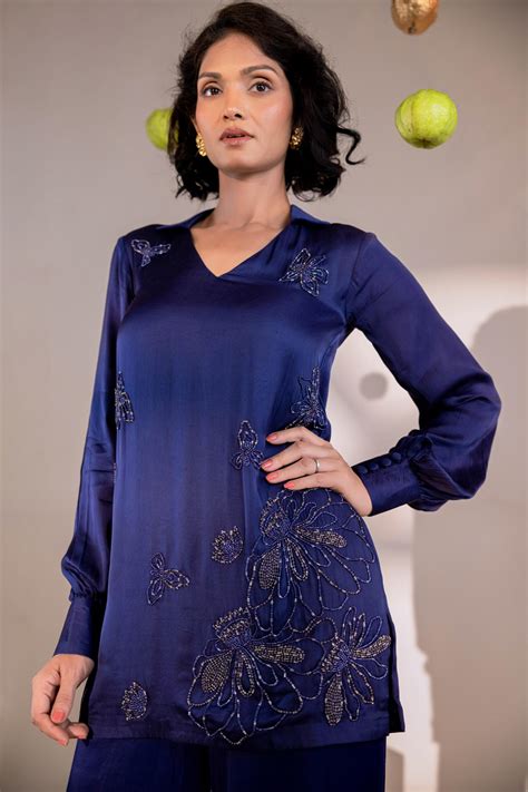 Purple Floral Embroidered Full-Sleeve Co-ord Set – amrood