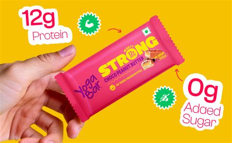 Yogabar Strong 12g Protein Bar Variety Pack of 6 (3 x Choco Peanut ...