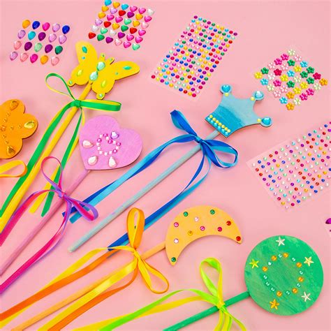Snapklik.com : Pllieay Princess Fairy Wand Kit Includes 21 Unfinished Wooden Princess Wands Gem ...