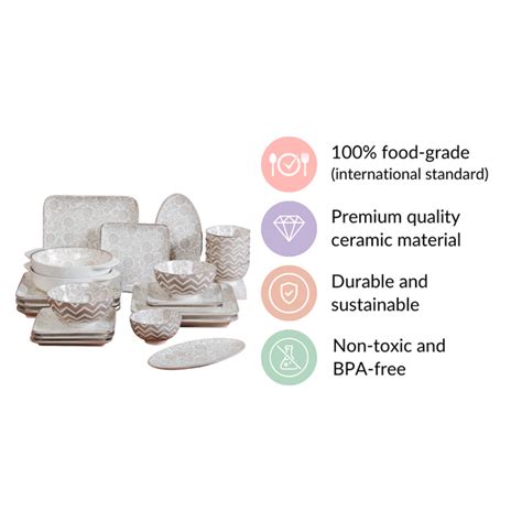 Printed Square Plates 24 Piece Dinner Set For 6 Online - Premium Dinner ...