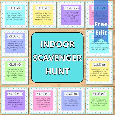 Indoor scavenger hunt printable treasure hunt for kids scavenger hunt ...