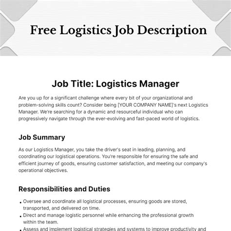 Freight Management Job Description at Grace Makin blog