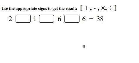 Fill the blank with appropriate signs to get the correct answer ...