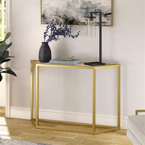 MPM International Gold Leaf/Clear Standard Half Moon Console Side Table ...