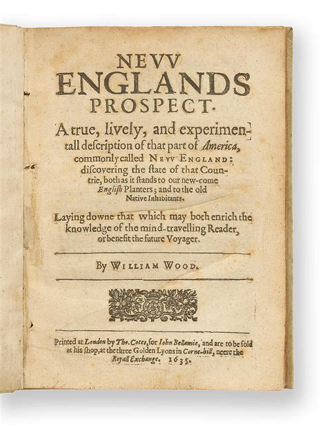 Bonhams : WOOD, WILLIAM. c.1580-1639. New Englands Prospect. A true ...