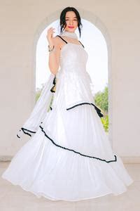 Buy White Georgette Tassels, Lace Square Floral Embroidered Kurta ...