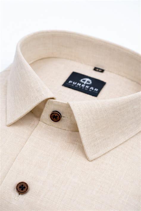 Beige Color Linen Formal Shirts For Men – Punekar Cotton