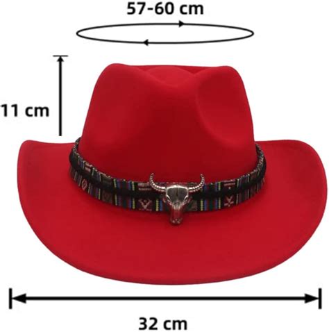 Buy Women Men Faux Felt Western Cowboy Hat with Ox Head Belt Buckle ...