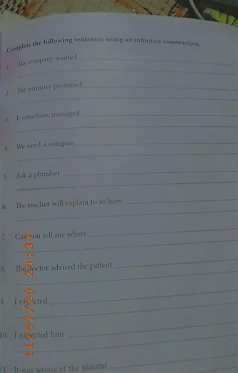 complete the following sentences using an infinitive construction .help ...