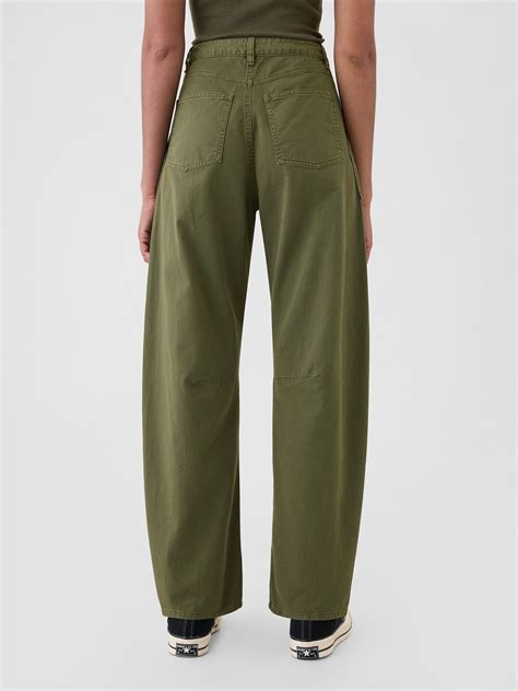 Mid Rise Twill Barrel Pants | Gap