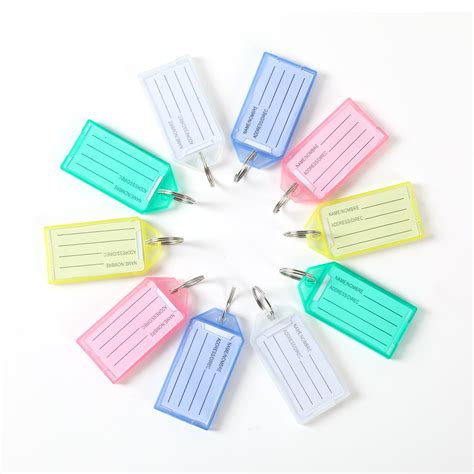 Buy H&W 50 Pack Plastic Key Tags with Container, Key Labels with Ring ...