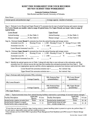 Ammonia Emissions Estimator Form - Blank Fillable Template | Fill Out ...