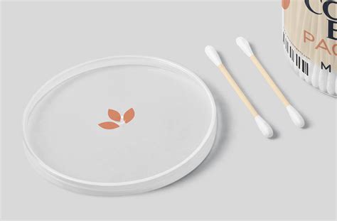 Open Cotton Buds Jar Mockup with Realistic Design