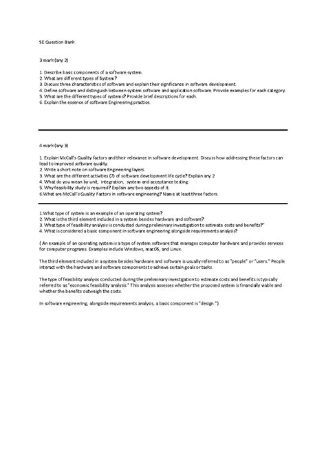 SE QB - Nothing - SE Question Bank 3 mark (any 2) Describe basic ...