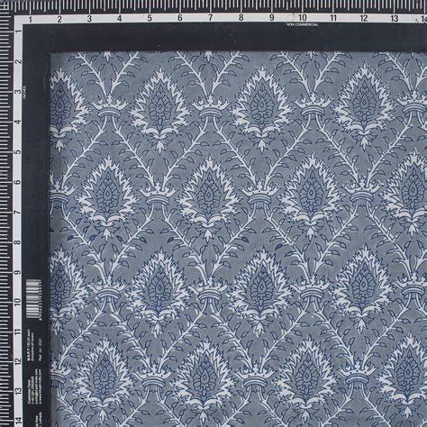 Dabu Kashish Leaf Hand Block Printed Cotton Fabric – Dmaasa
