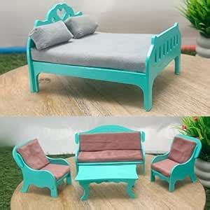 Buy Lajbir Collection Miniature Wooden Dollhouse Furniture Set ...