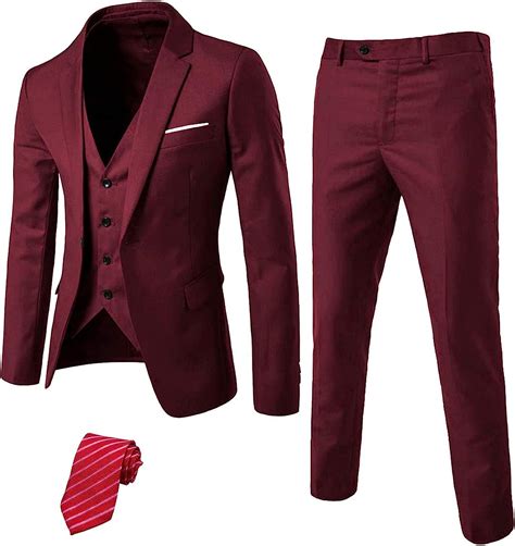 Buy EastSide Men's Slim Fit 3 Pieces Suit, One Button Blazer Set ...