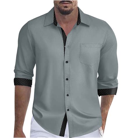 JUUYY Men's Untucked Dress Shirts Business Casual Long Sleeve Regular ...