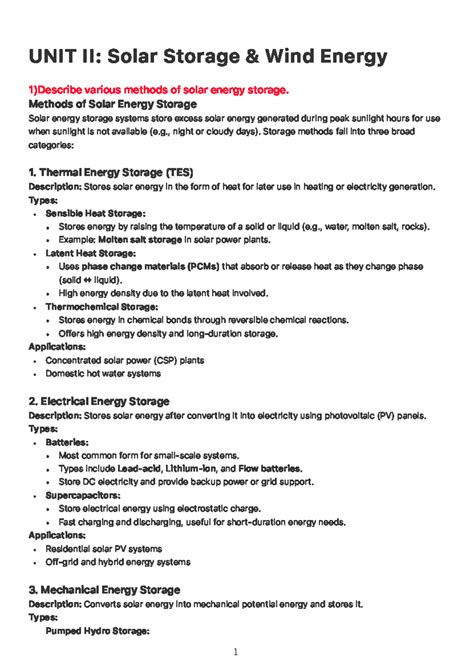 NCSE: UNIT II - Solar Energy Storage & Wind Energy Systems - Studocu