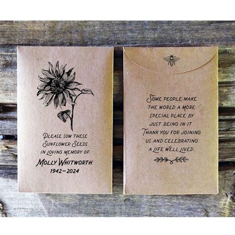 Celebration of Life Personalized Seed Packet Favors, Funeral Sunflower ...
