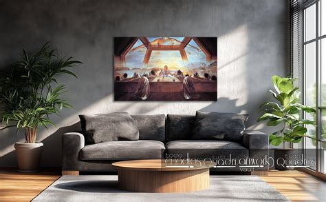 Painting "The Sacrament of the Last Supper" by Dalí, oil reproduction.