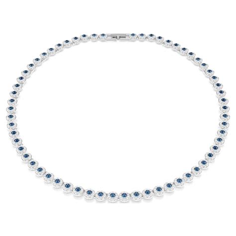 Una Angelic necklace, Round cut, Blue, Rhodium plated | Swarovski