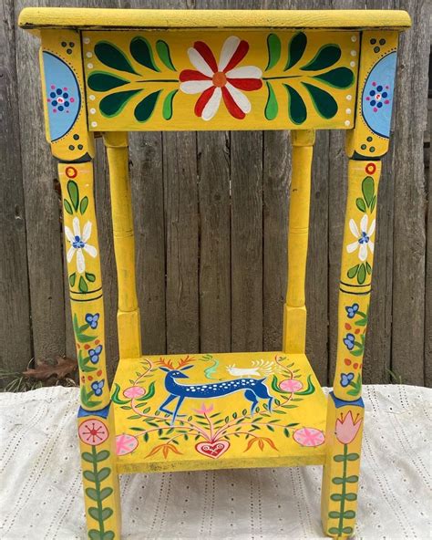 Handpainted side table in 2024 | Art furniture, Funky painted furniture ...
