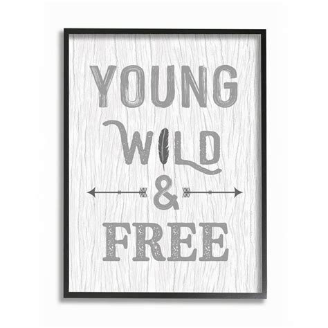 Stupell Home Decor Young Wild and Free Phrase Rustic Nature Design ...