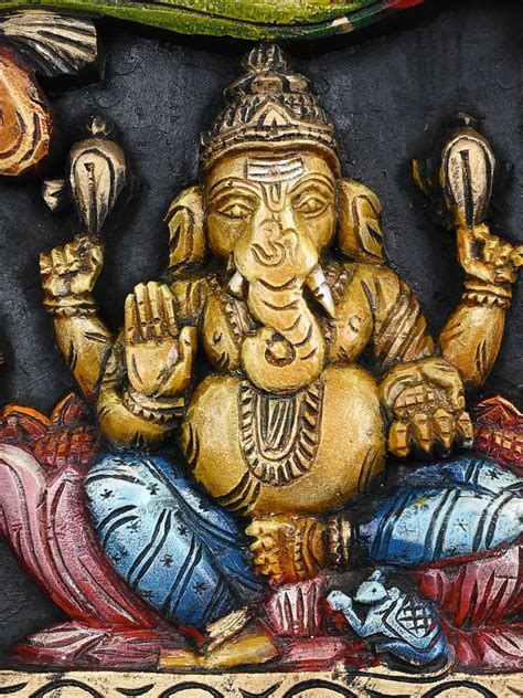 MahaLakshmi with Lord Ganesh&Saraswathi Horizontal panel 36 ...